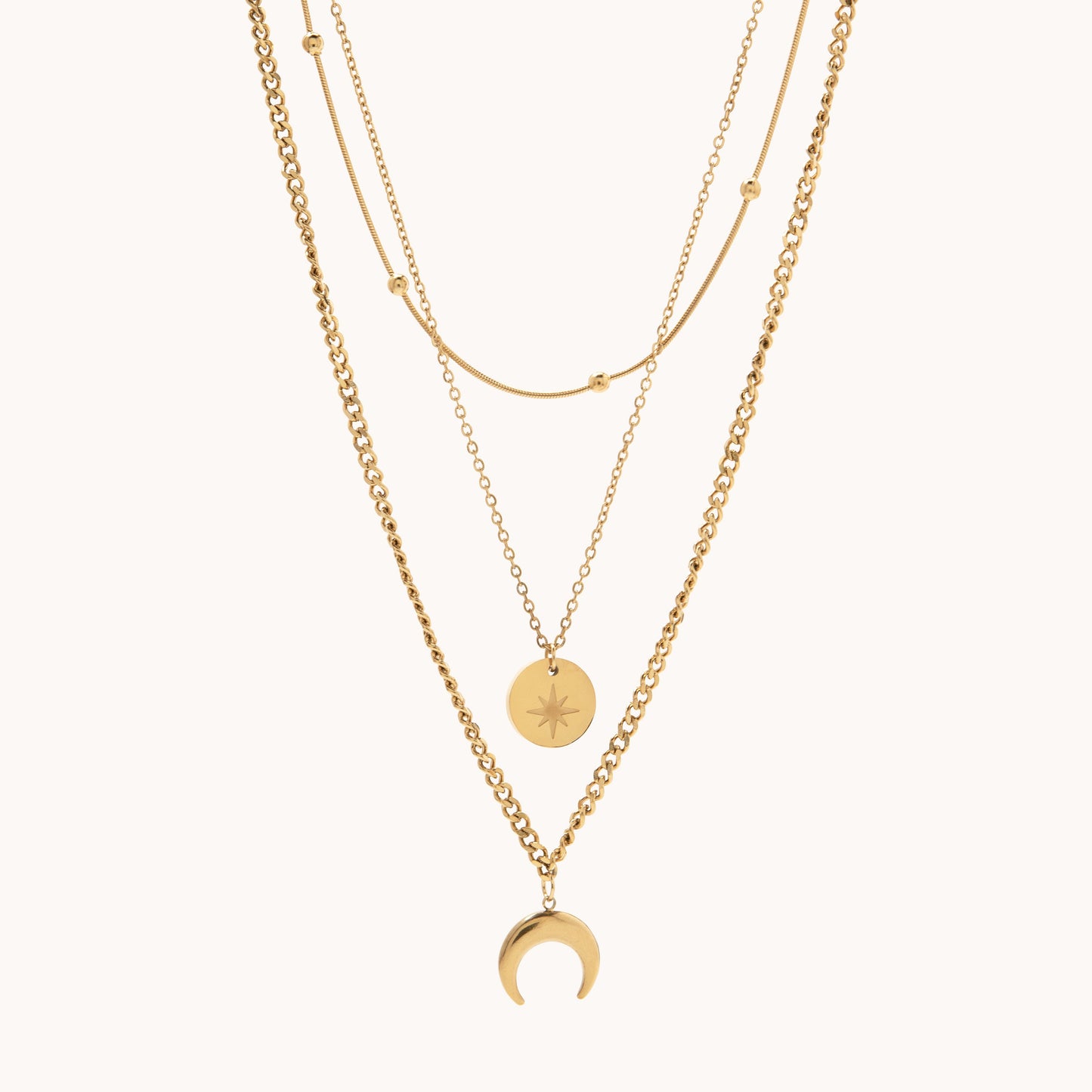 Stacker Horn Necklace Set - Gold