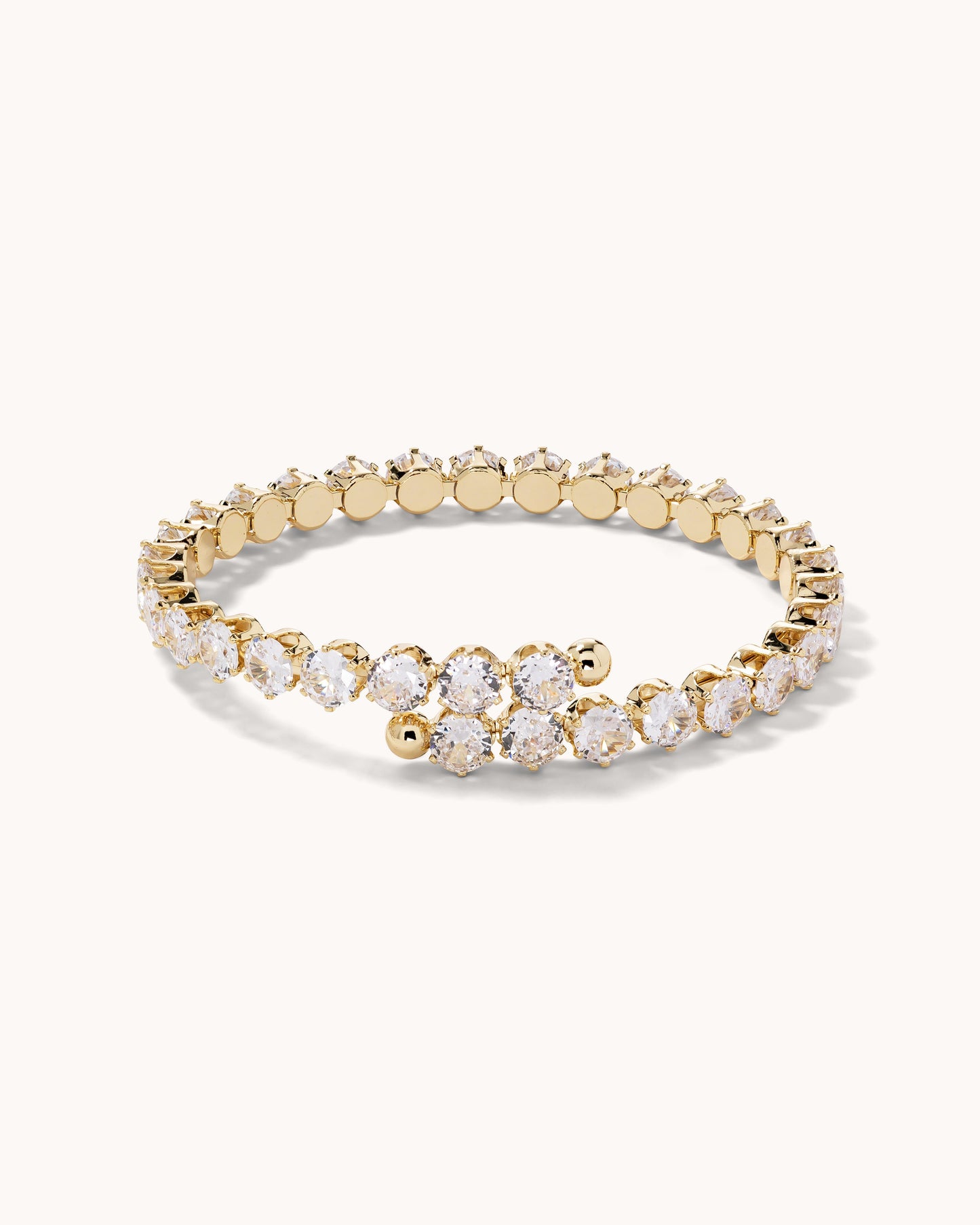 Round Tennis Coil Bracelet - Gold
