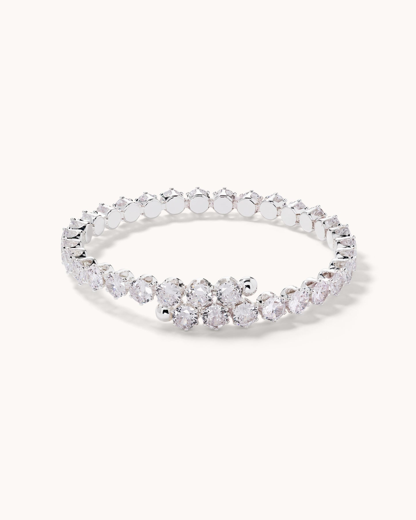 Round Tennis Coil Bracelet - Silver