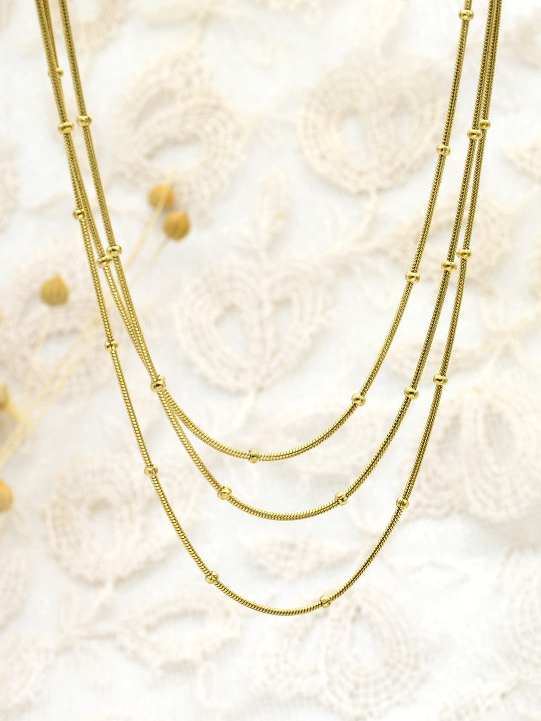 Layered Beaded Chain Necklace