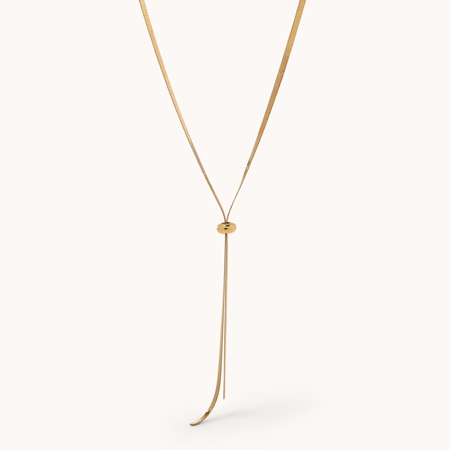 Herringbone Chain Lariat Necklace - Gold