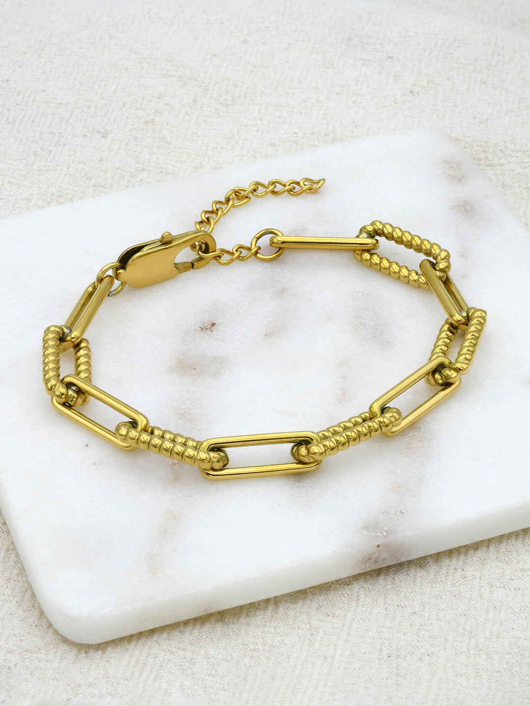 Paperclip Textured Link Chain Bracelet
