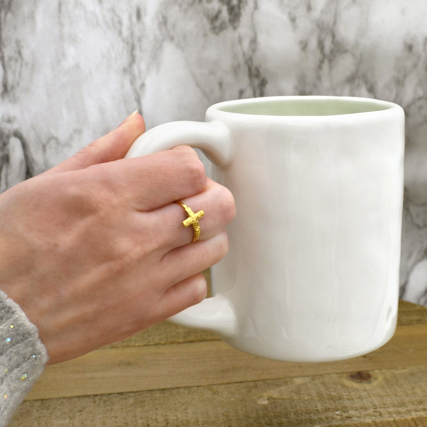 Hammered Cross Ring
