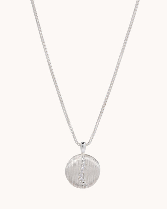 TRUE Solid or Plated Show off your style with this stylish Demi-Fine necklace. Made of 14K plated gold, the design features a Brushed Metal Pendant - Silver. 