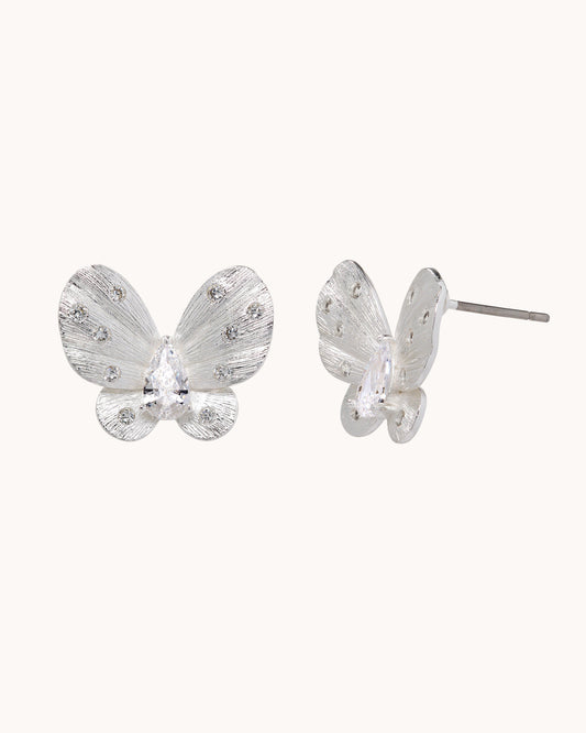 TRUE Solid or Plated Make a fashion statement with these Demi-Fine earrings. Made of 14K plated gold, the design features a Brushed Butterfly Ear - Silver. 