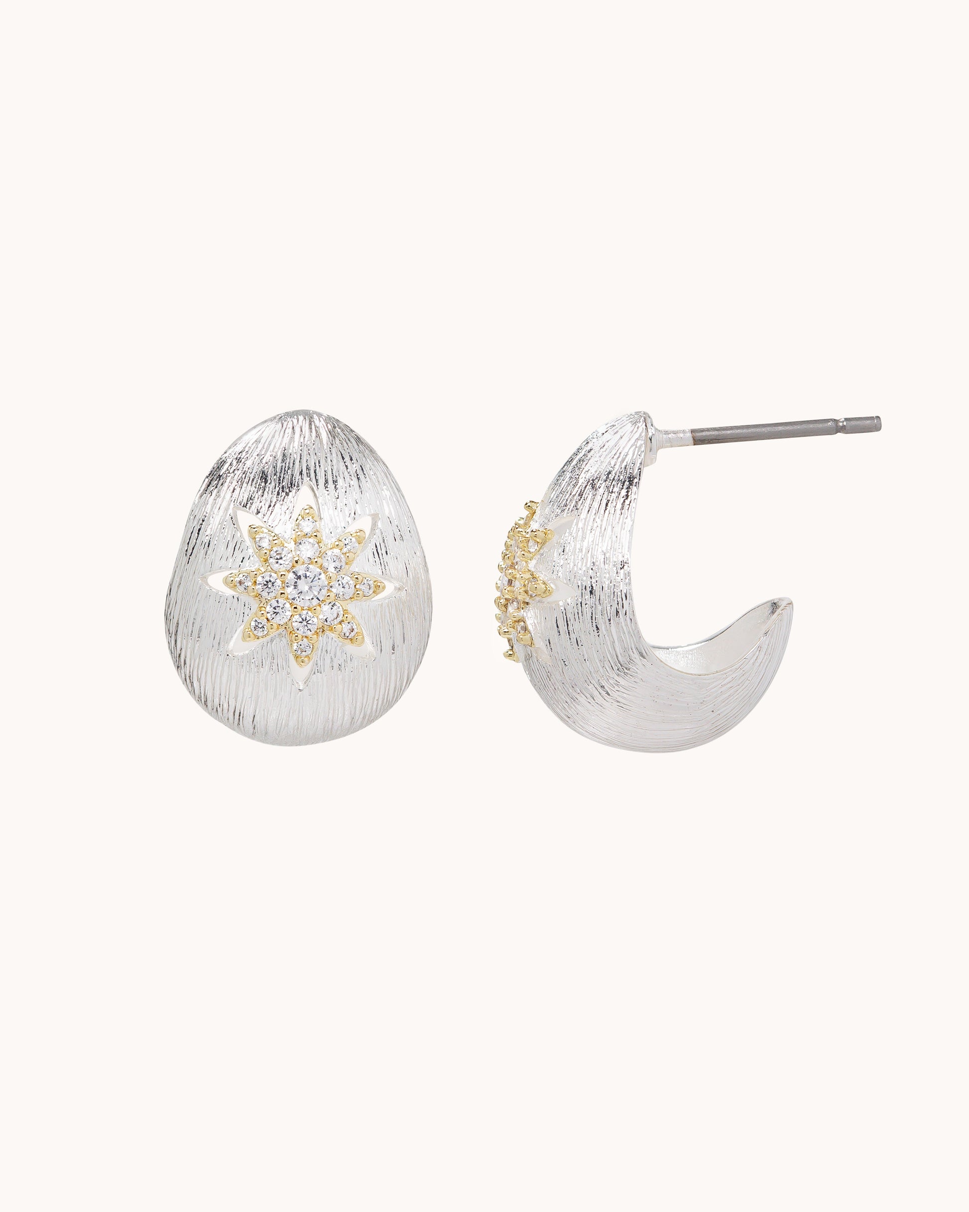 TRUE Solid or Plated Add a unique piece to your wardrobe with these Demi-Fine earrings. Made of 14K plated gold, the design features a Brushed Disc Drop Ear - Two Tone Gold. 