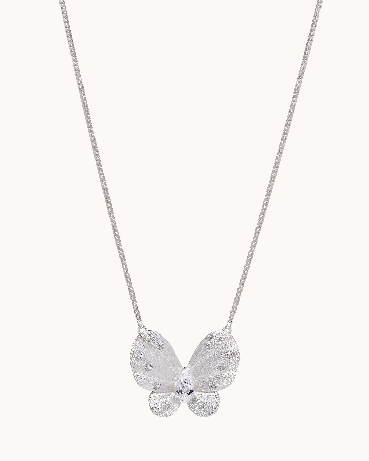 TRUE Solid or Plated Show off your style with this stylish Demi-Fine necklace. Made of 14K plated gold, the design features a Brushed Butterlfy Pendant - Silver. 