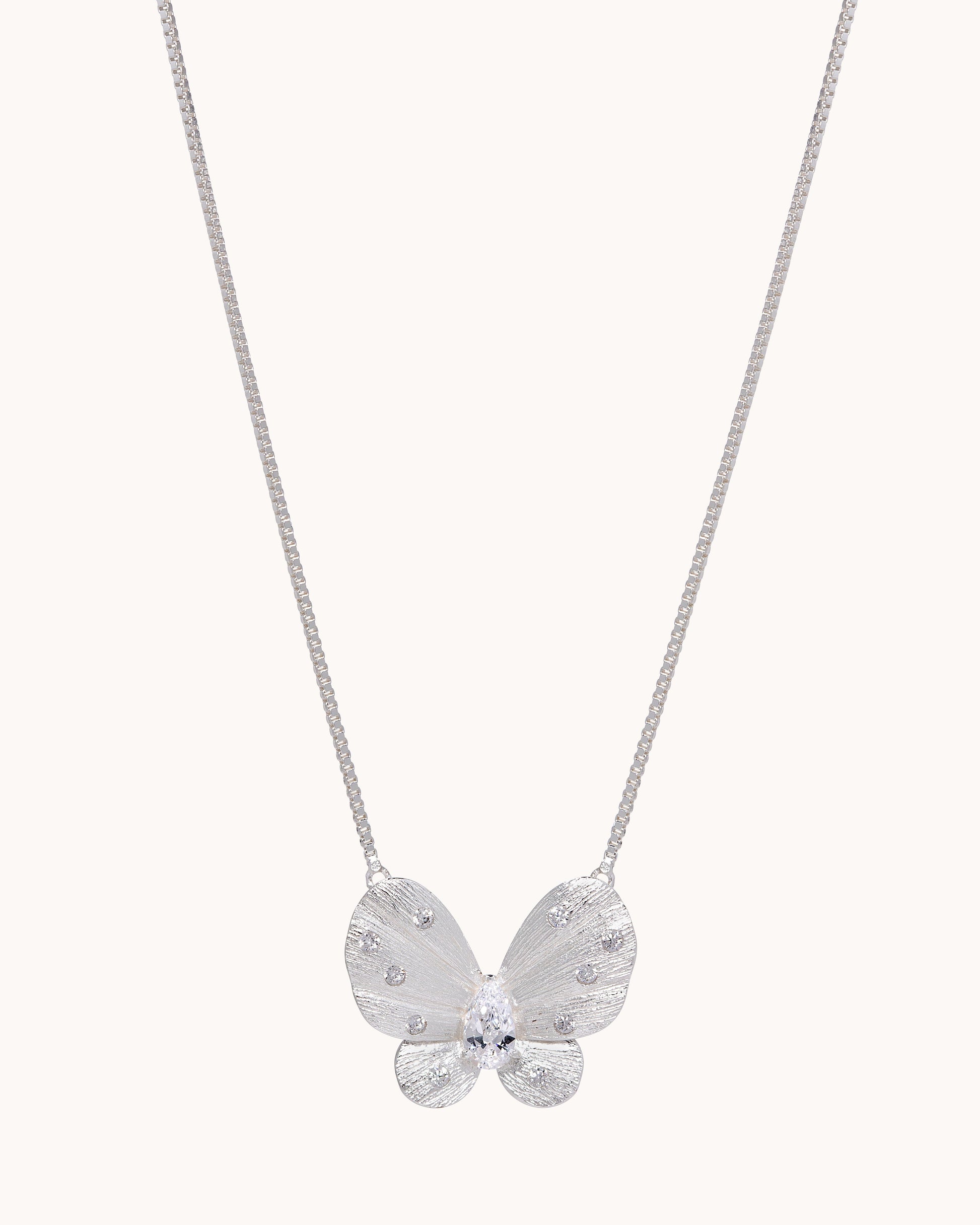 TRUE Solid or Plated Show off your style with this stylish Demi-Fine necklace. Made of 14K plated gold, the design features a Brushed Butterlfy Pendant - Silver. 