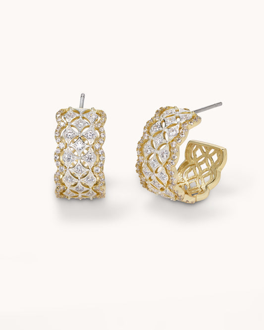 Woven Hoop Ear - Two Tone Gold