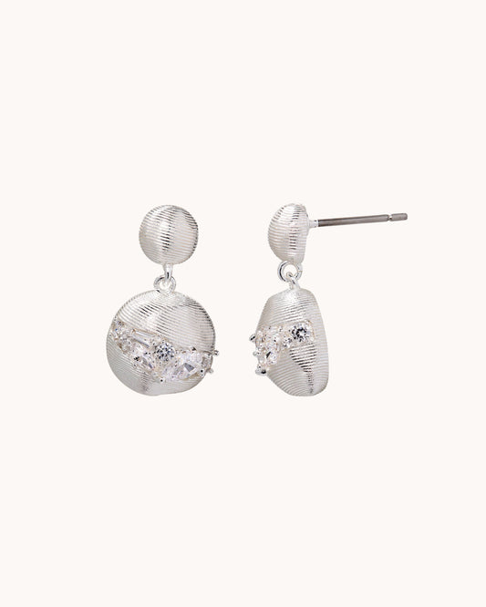 TRUE Solid or Plated Show off your style with these Demi-Fine earrings. Made of 14K plated gold, the design features a Brushed Metal Organic Drop Ear - Silver. 