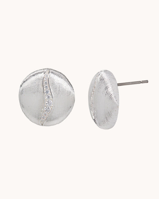 TRUE Solid or Plated Add a unique piece to your wardrobe with these Demi-Fine earrings. Made of 14K plated gold, the design features a Brushed Button Ear - Silver. 