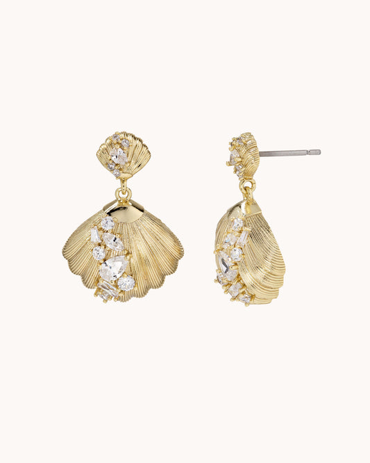 Brushed Shell Drop Ear - Gold