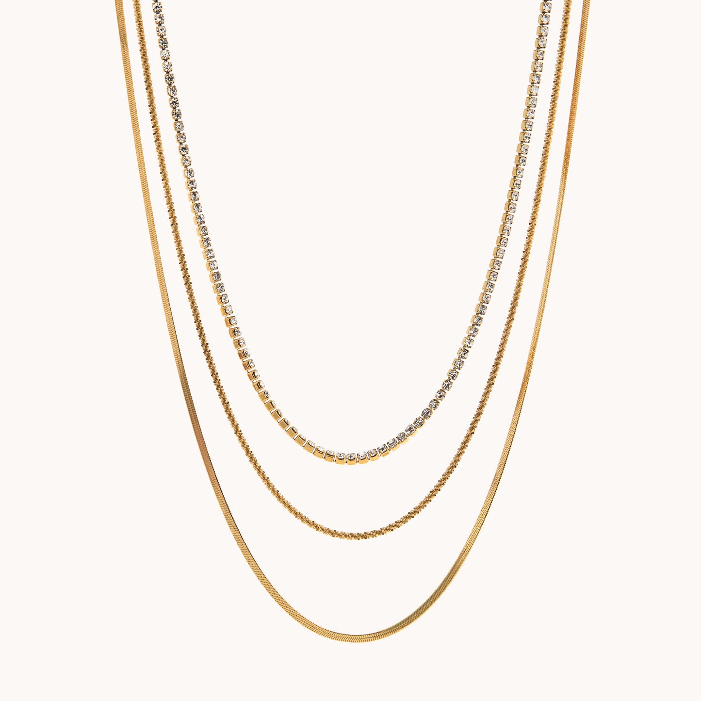 Layered Tennis & Chain Necklace - Gold