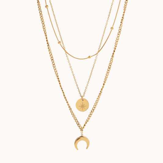 Stacker Horn Necklace Set - Gold