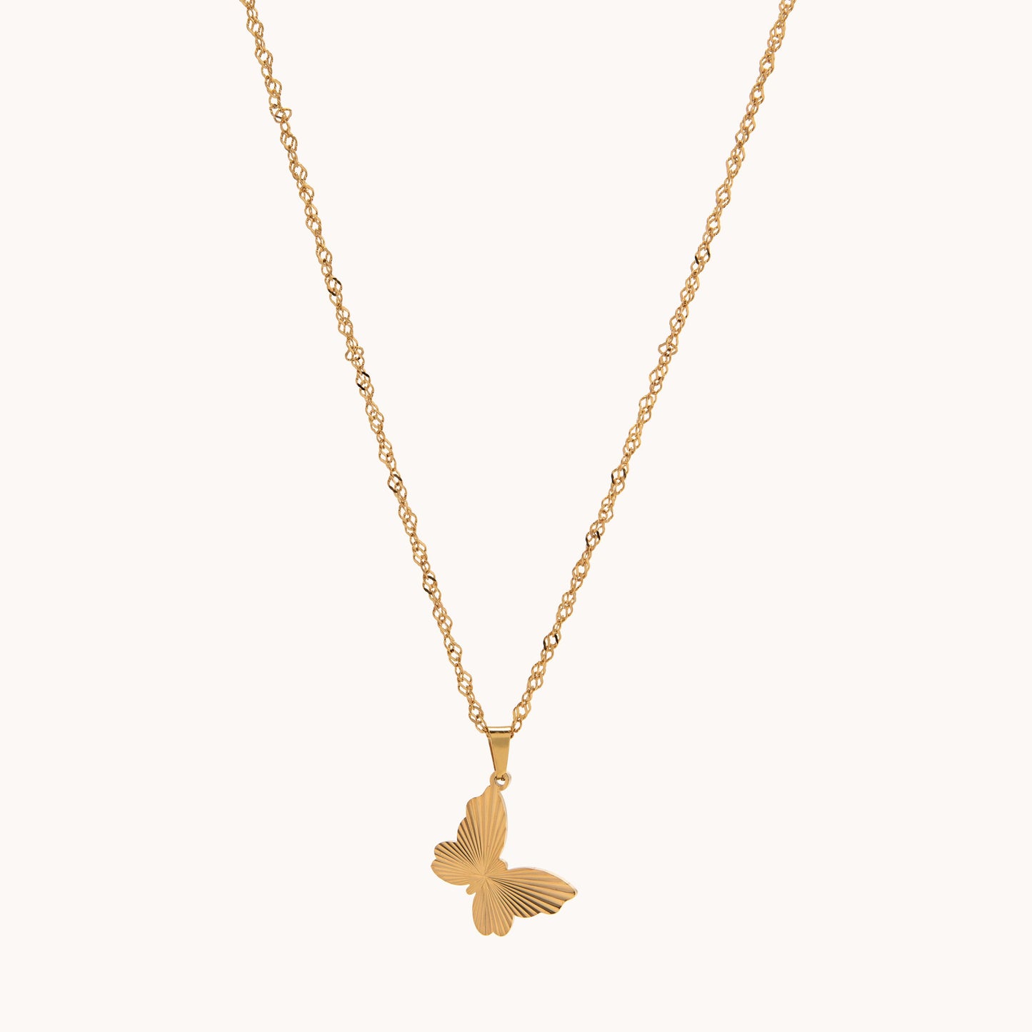 Butterfly Pendant Necklace - Gold