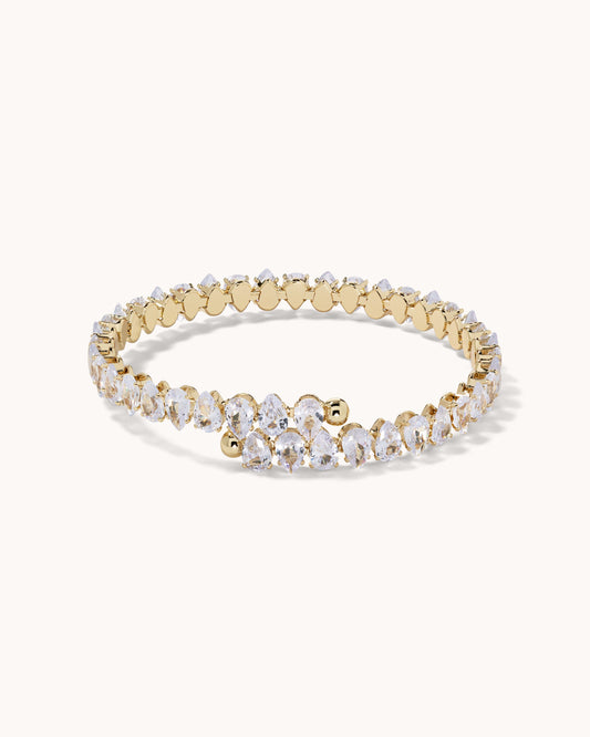 Pear Tennis Coil Bracelet - Gold