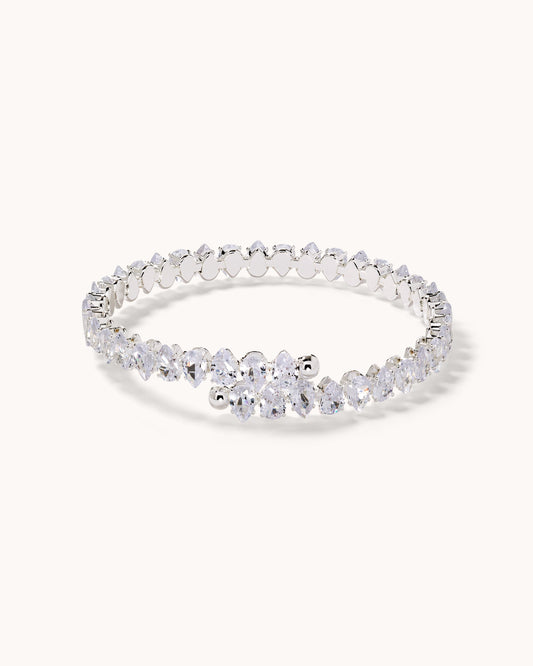 Pear  Tennis Coil Bracelet - Silver