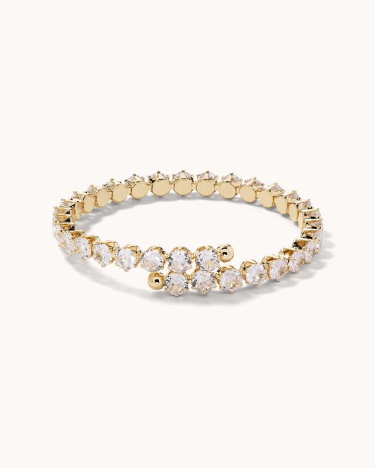 Round Tennis Coil Bracelet - Gold