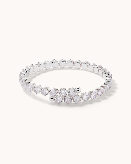 Round Tennis Coil Bracelet - Silver