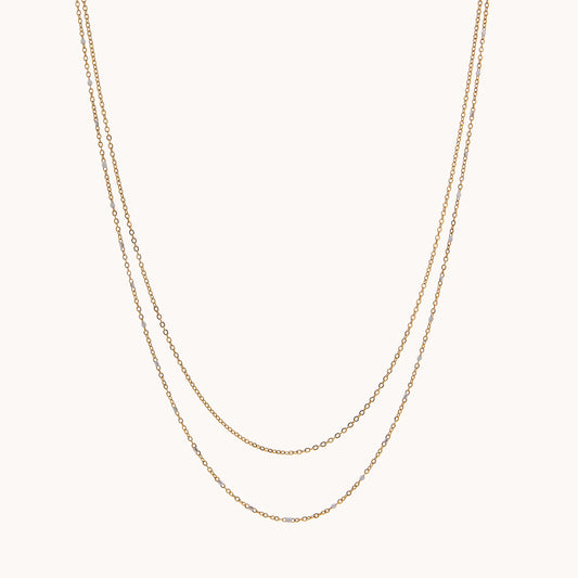 Layered Mini Bead Chain Necklace - Gold