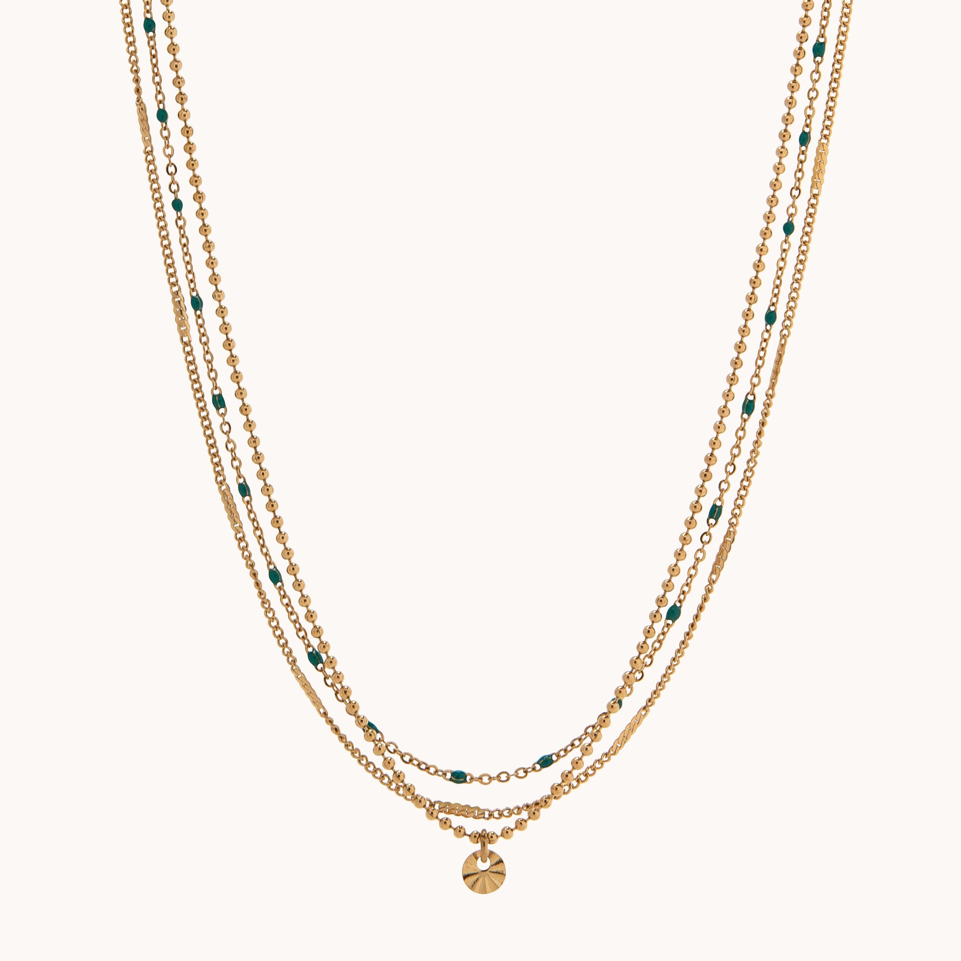 Layered Mini Bead Chain Necklace - Gold