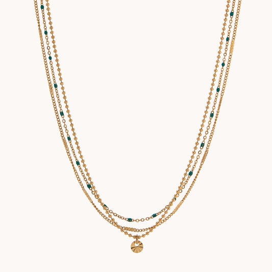 Layered Mini Bead Chain Necklace - Gold