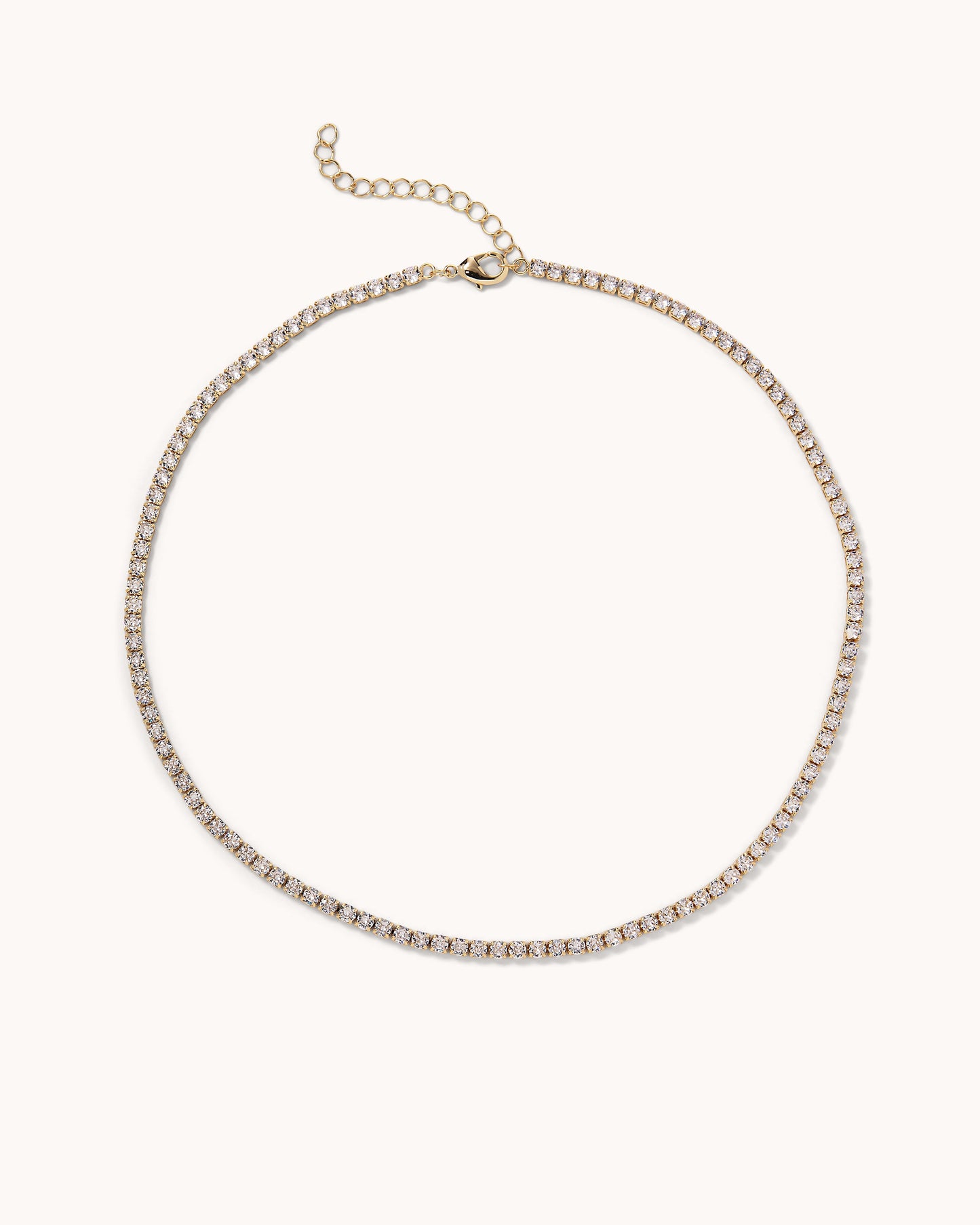 Round Tennis Necklace - Gold