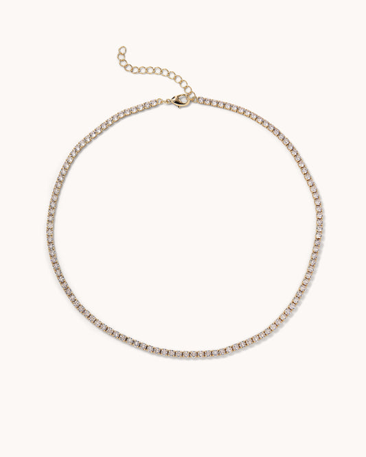 Round Tennis Necklace - Gold
