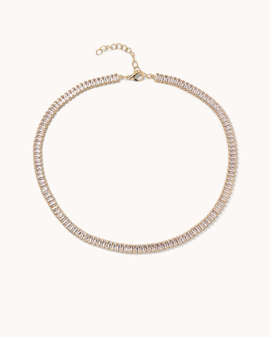 Baguette Tennis Necklace - Gold
