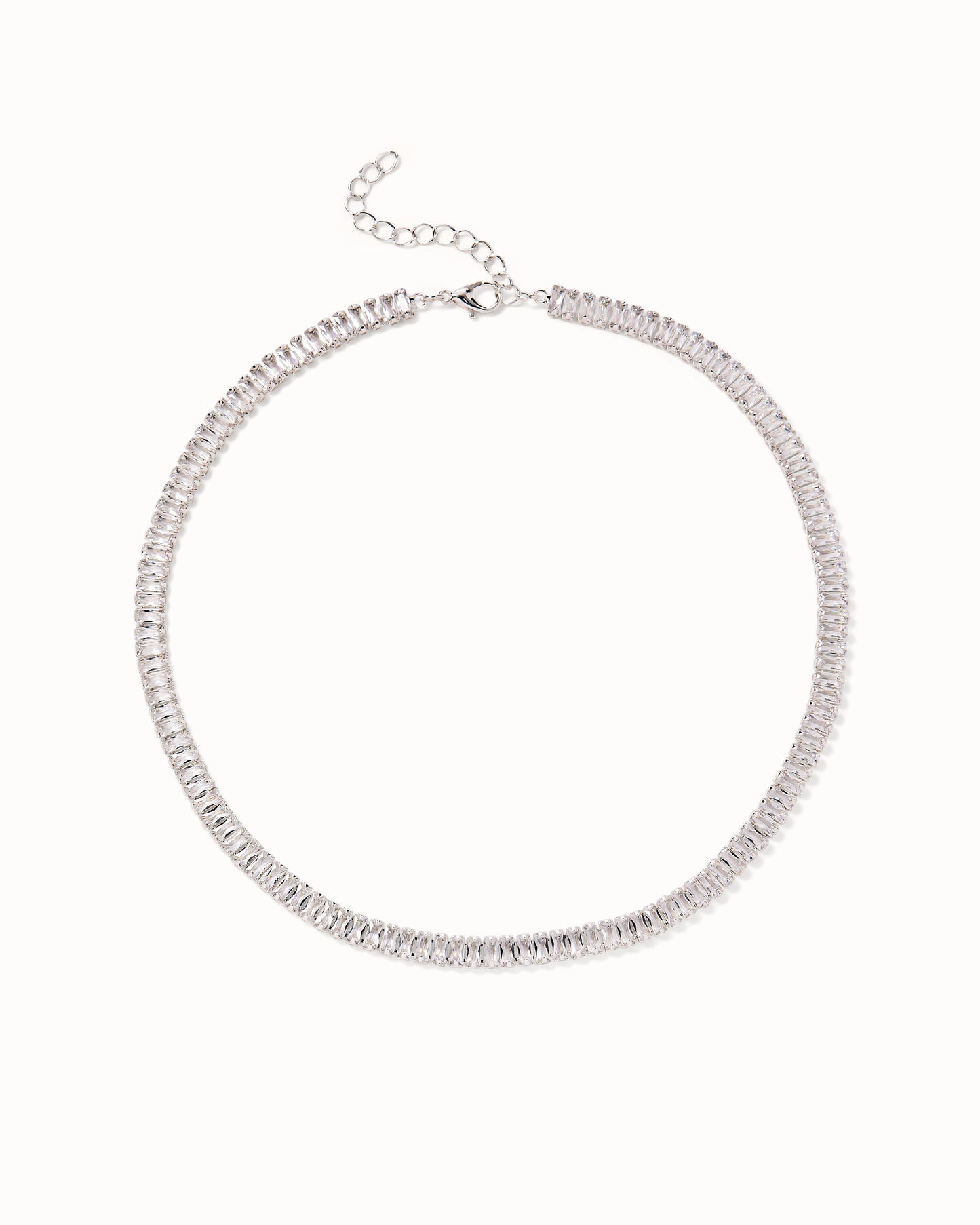 Baguette Tennis Necklace - Silver
