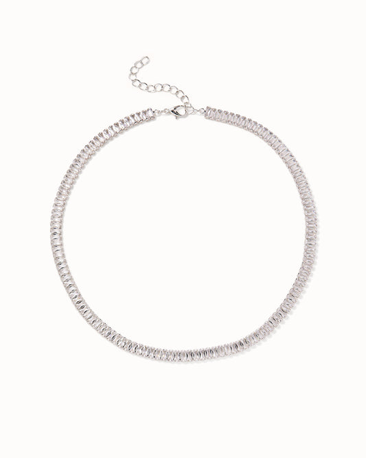 Baguette Tennis Necklace - Silver
