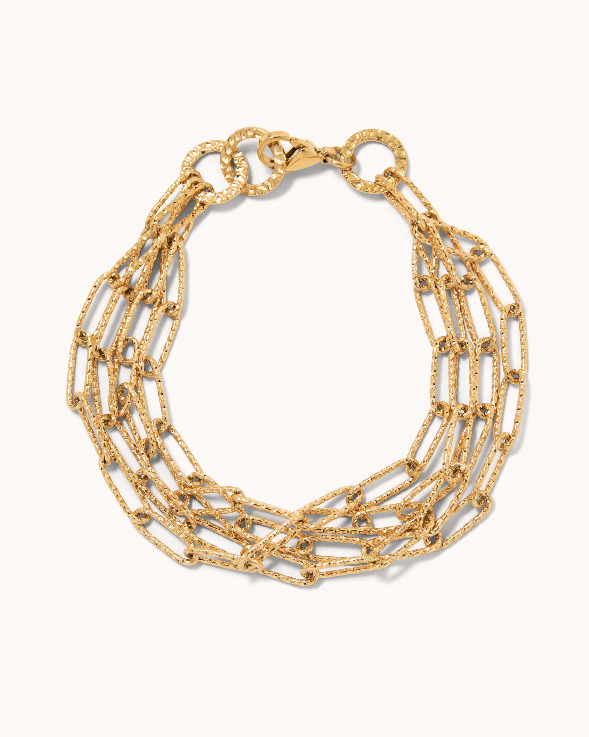 Textured Paperclip Multi Row Bracelet - Gold