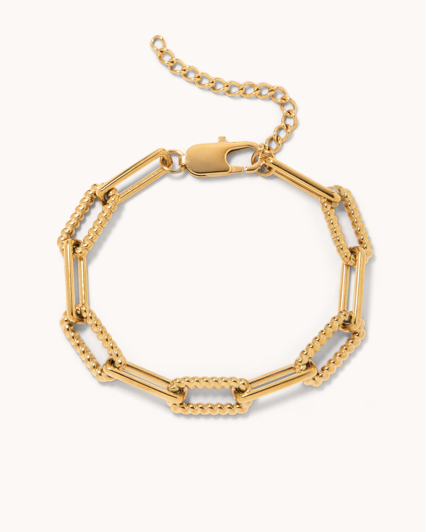 Paperclip Textured Link Chain Bracelet - Gold