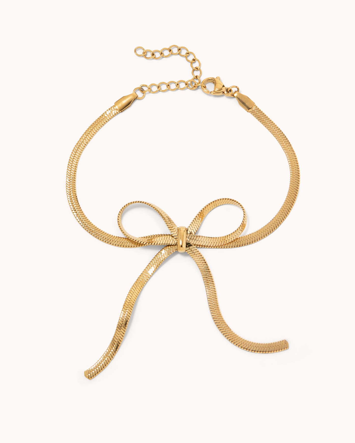 Herringbone Chain Bow Bracelet - Gold