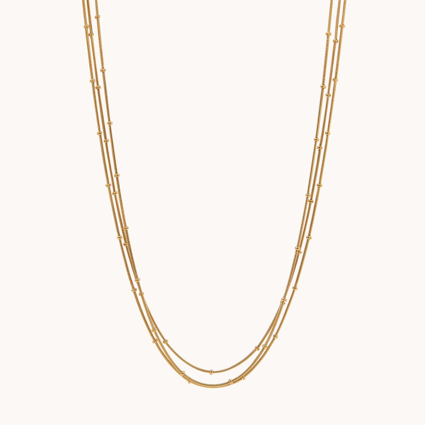 Layered Beaded Chain Necklace - Gold