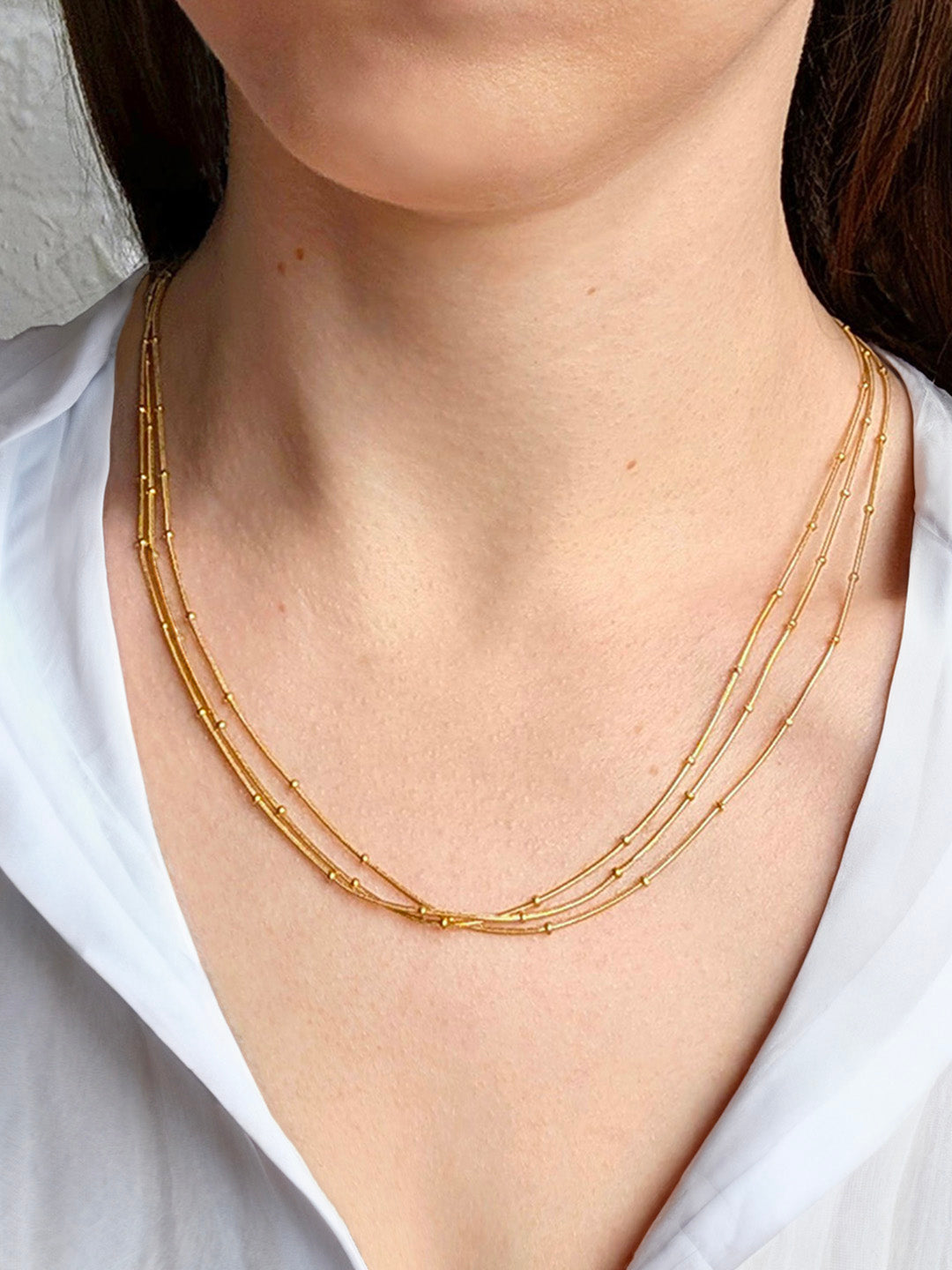 Layered Beaded Chain Necklace