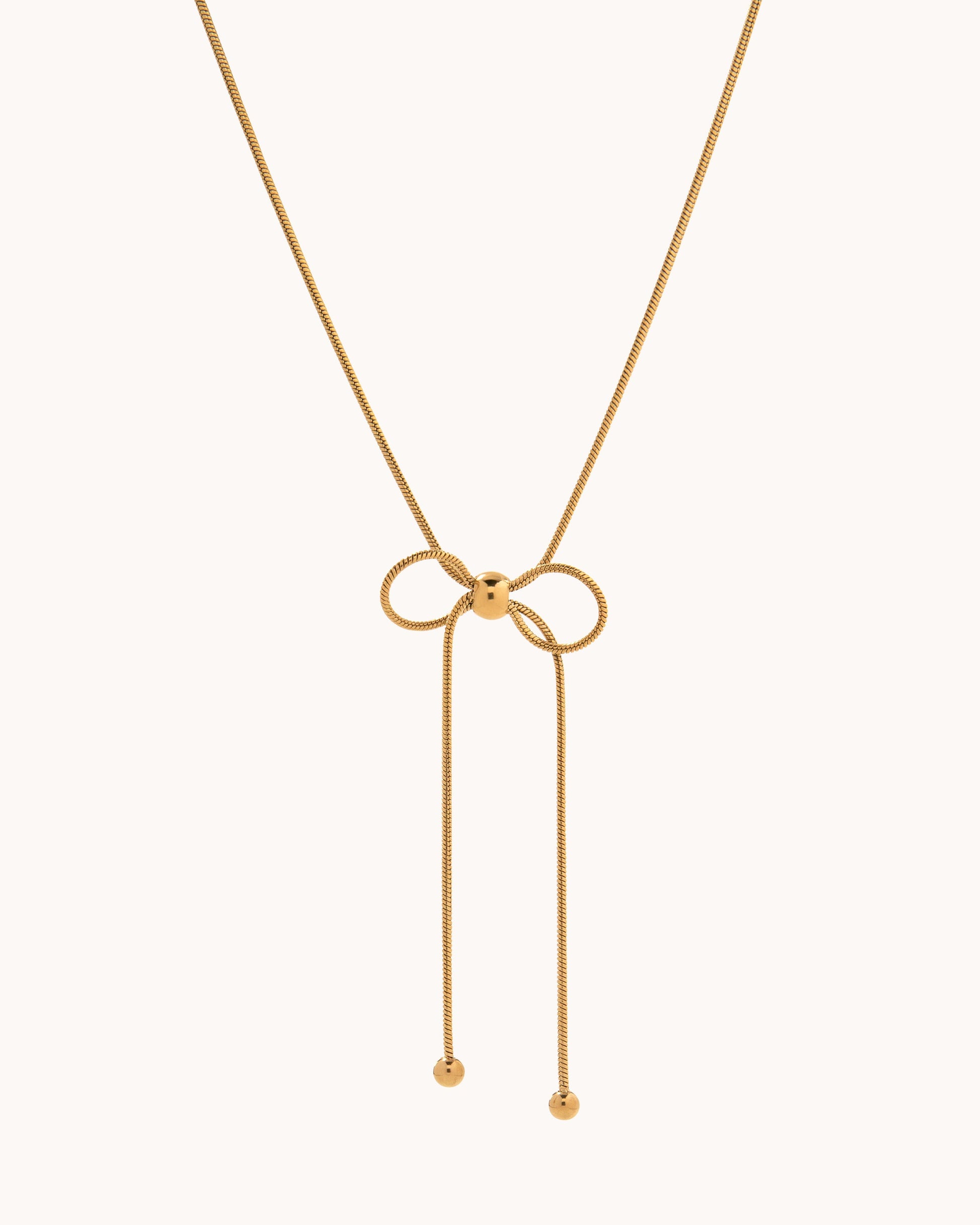 Bow Snake Chain Necklace - Gold