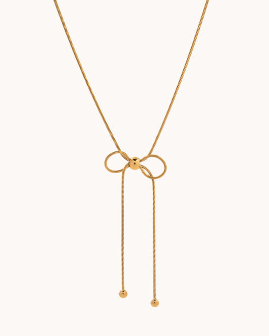 Bow Snake Chain Necklace - Gold