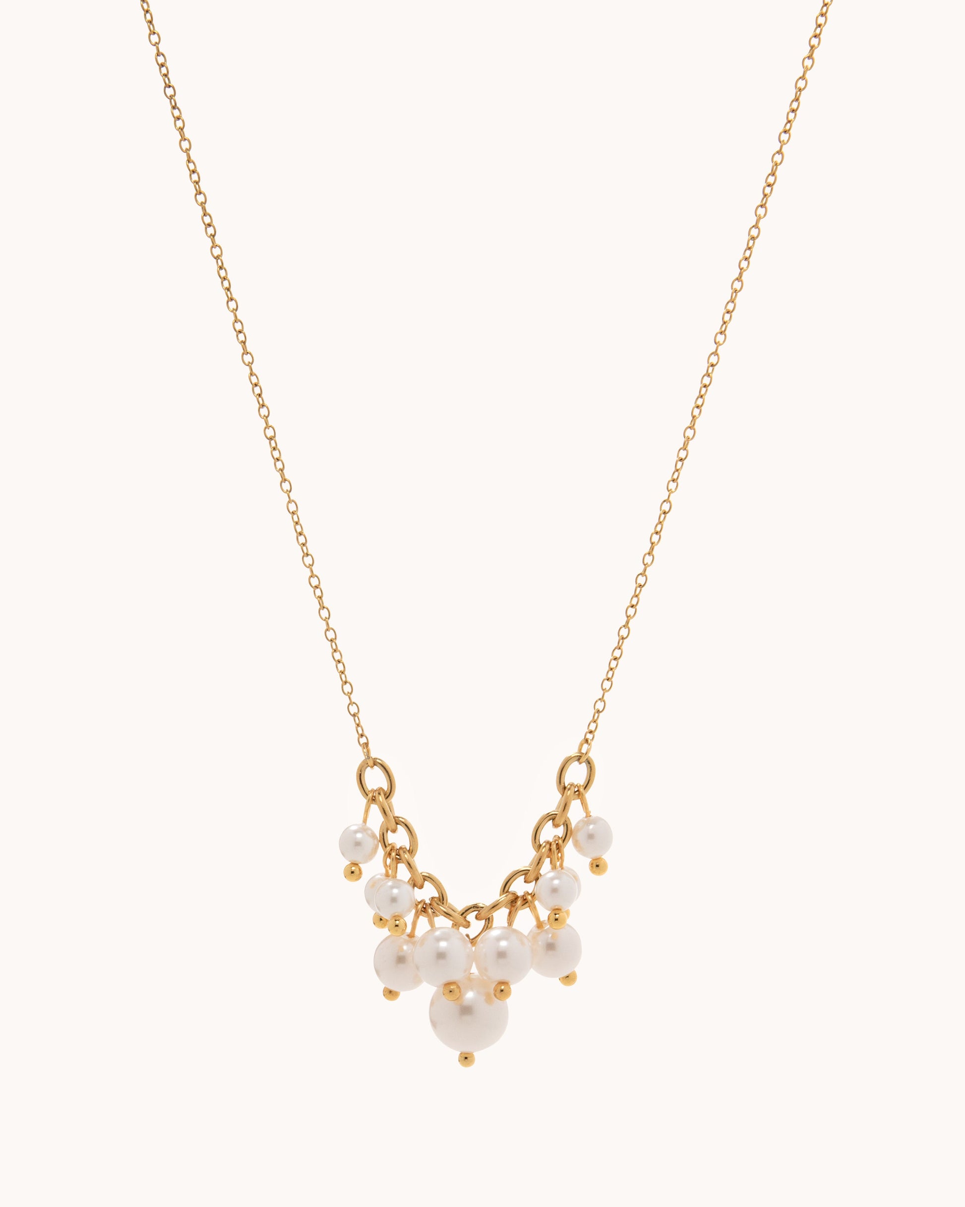 Cluster Drop Pearl Necklace - Gold