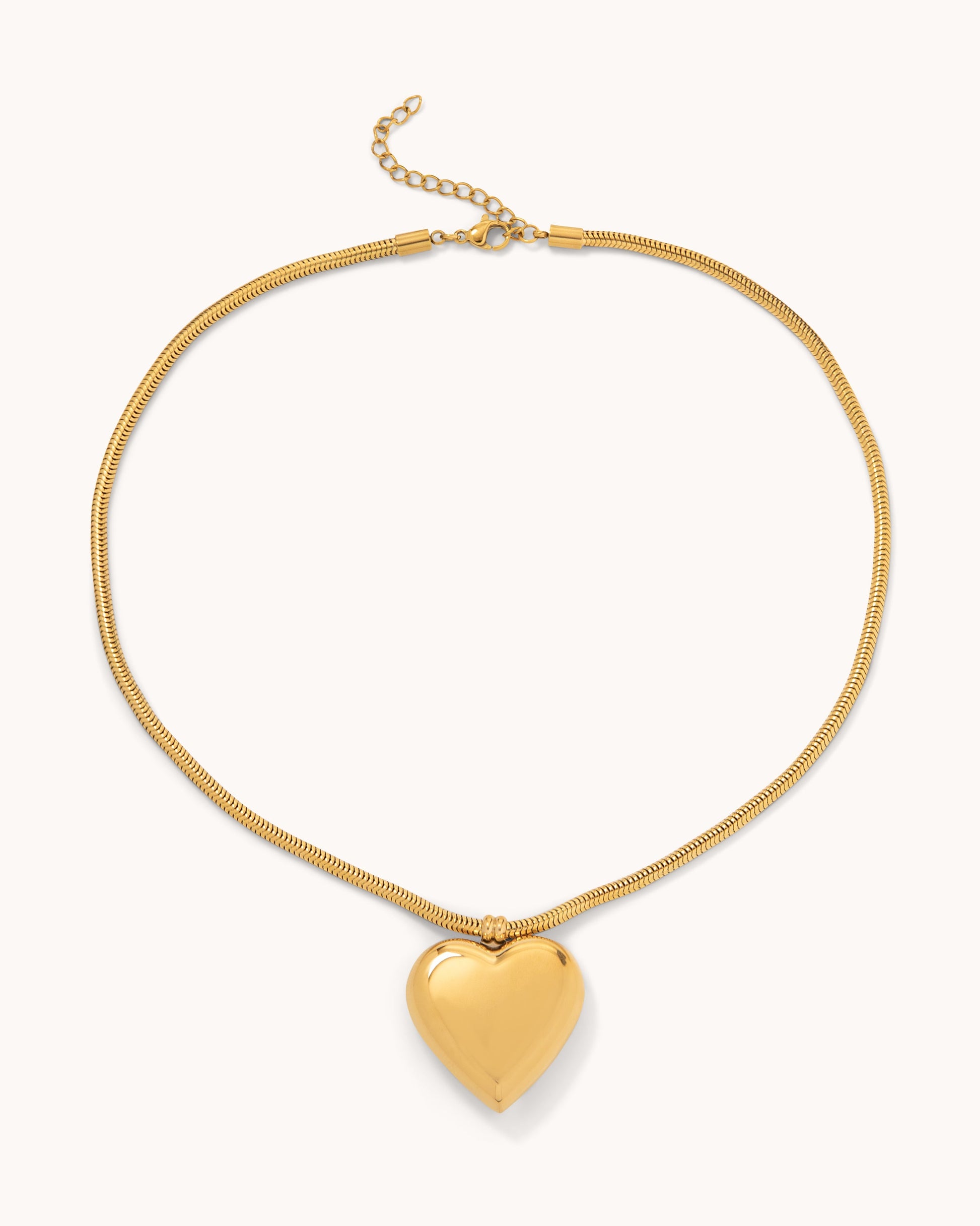 Thick Chain Heart Locket Necklace - Gold