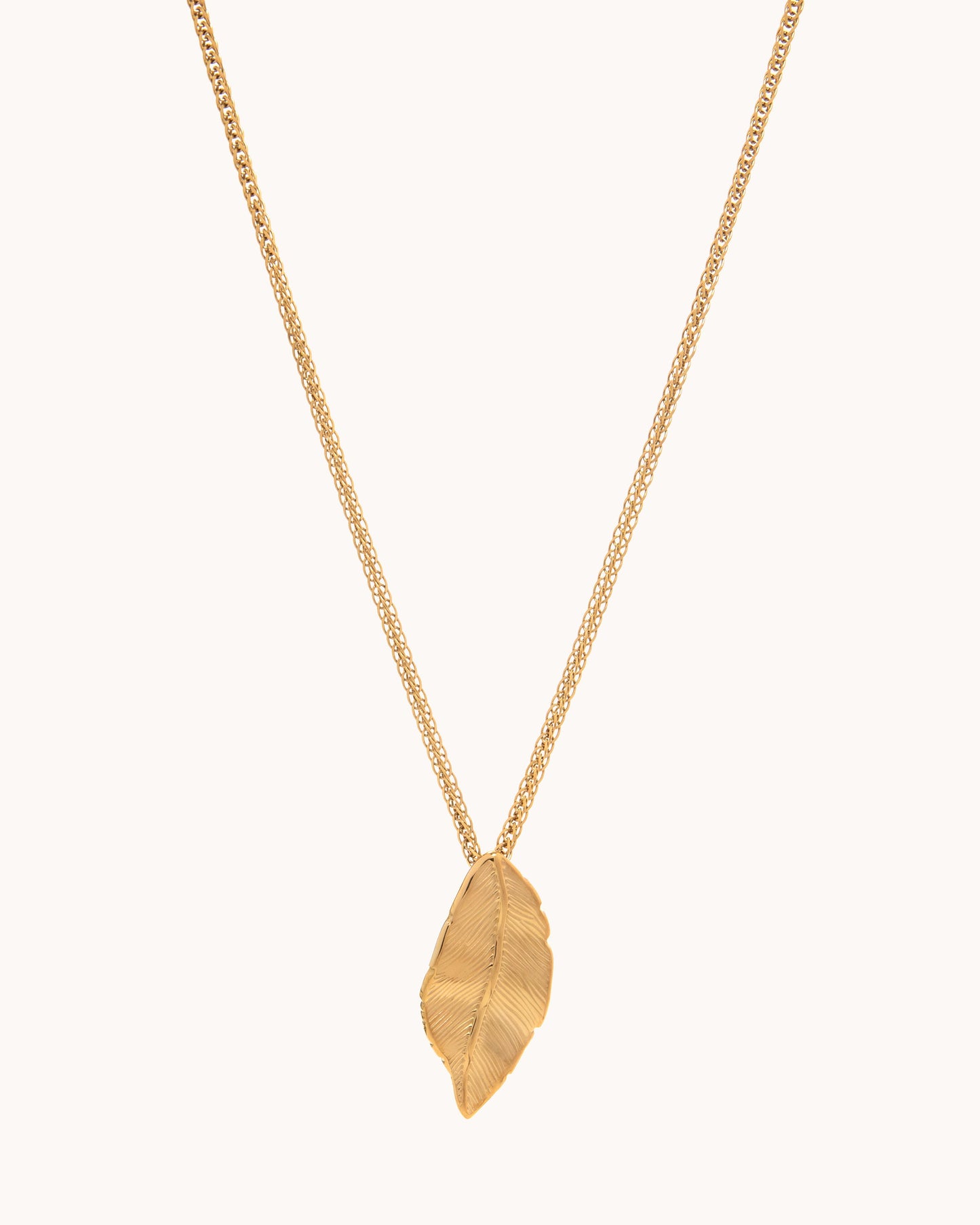 Shiny Leaf Drop Necklace - Gold