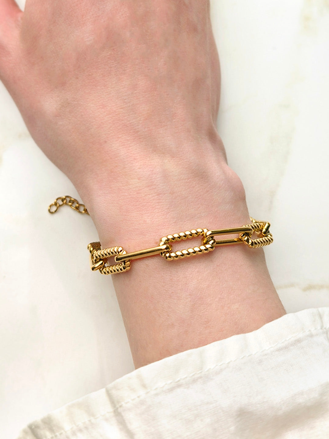 Paperclip Textured Link Chain Bracelet