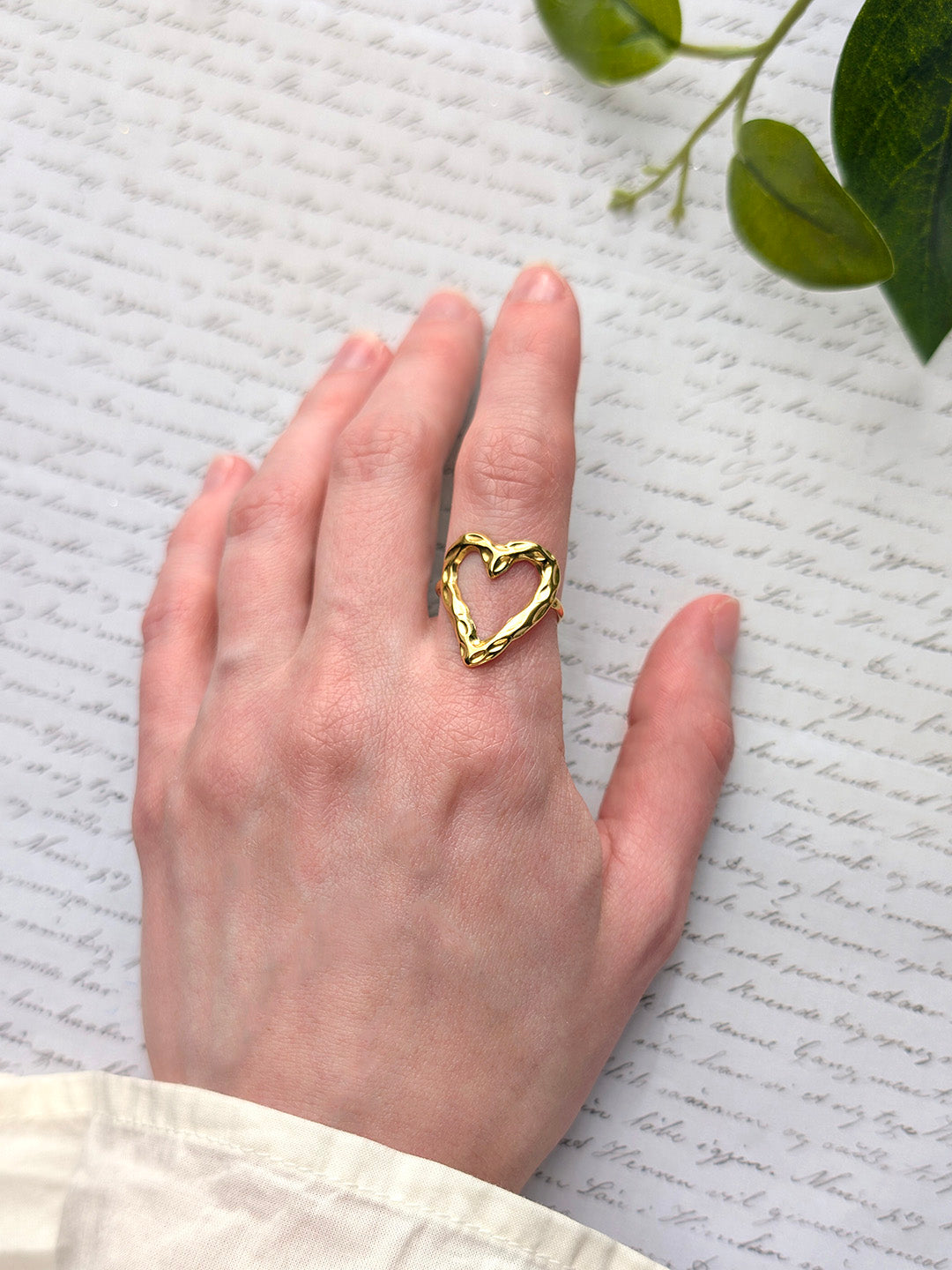 Hammered Open Heart Ring