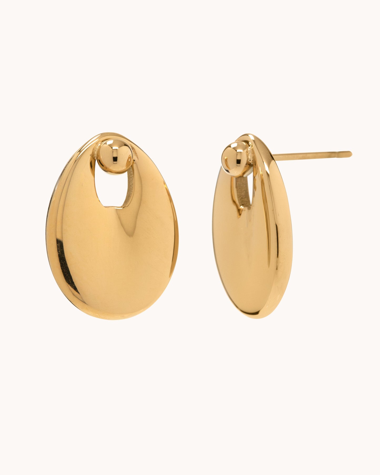 Shiny Drop Post Earrings - Gold